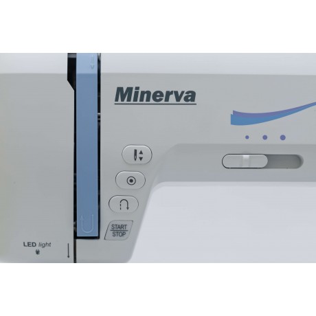 Masina de cusut digitala Minerva DECORBASIC, 12 programe, 800 imp/min, 70W, Alb/Bleu