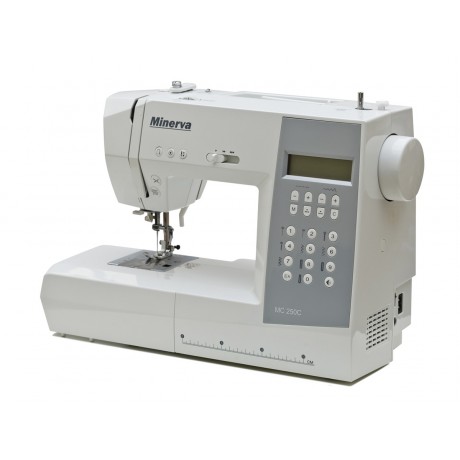 Masina de cusut digitala Minerva MC250C, 197 programe, 800 imp/min, 70W, Alb/Gri