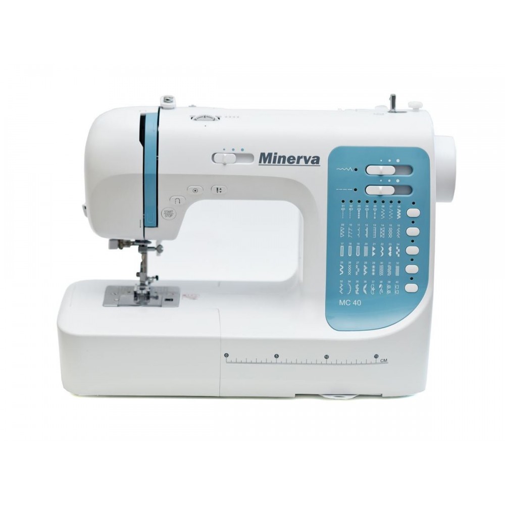 Masina de cusut digitala Minerva MC40,  40 programe, 800 imp/min, 70W, Alb/Bleu