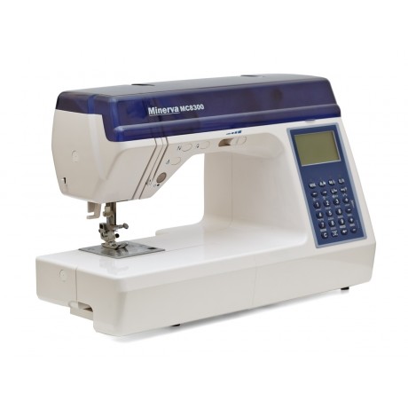 Masina de cusut digitala Minerva MC8300, 536 programe, 800 imp/min, 105W, Alb/Albastru