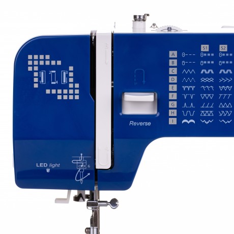 Masina de cusut electromecanica Minerva M230, Model 2021, 23 programe, 800 imp/min, 70W, Alb/Albastru